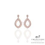 Rose Gold Finish Sonet Danglers with American Diamonds on Pure 925 Silver