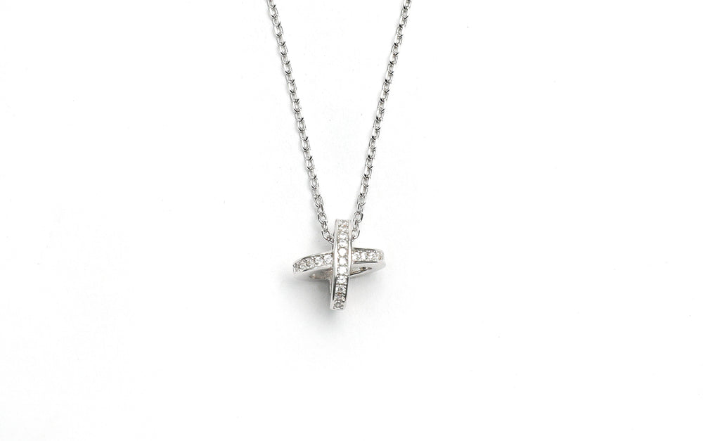 Silver Diamond Pendant with Chain