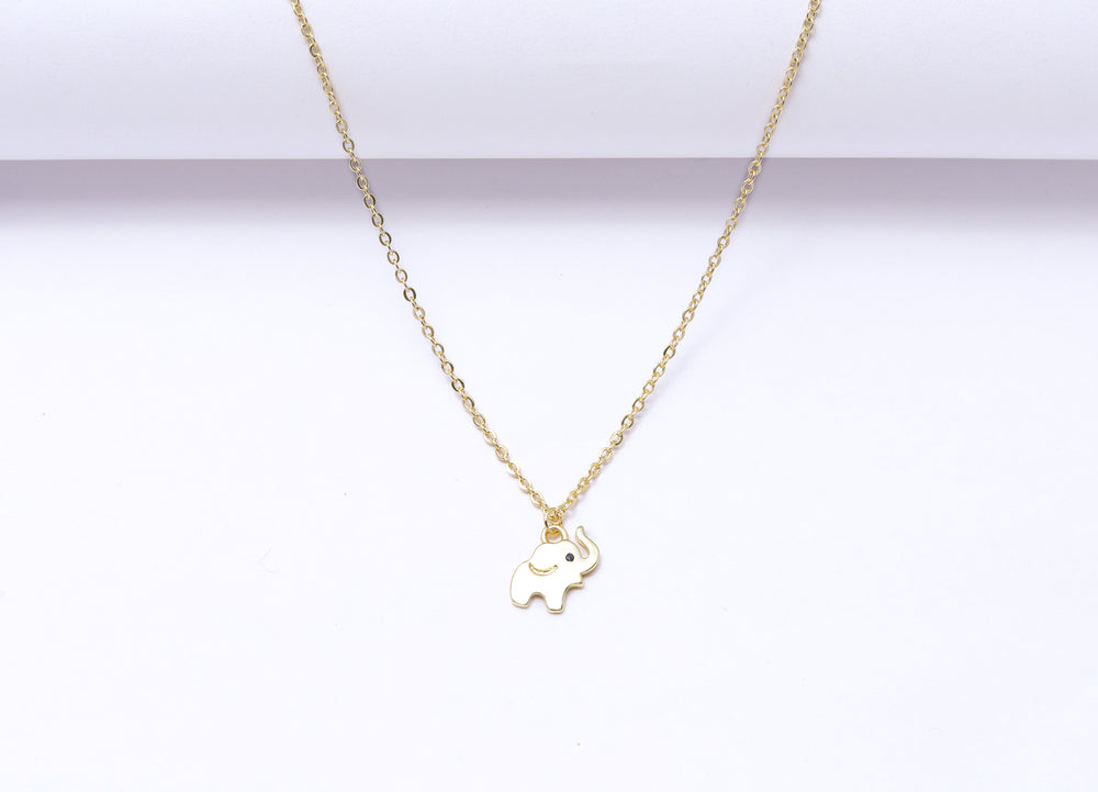 Gold Finish Solid Elephant Pendant With Chain