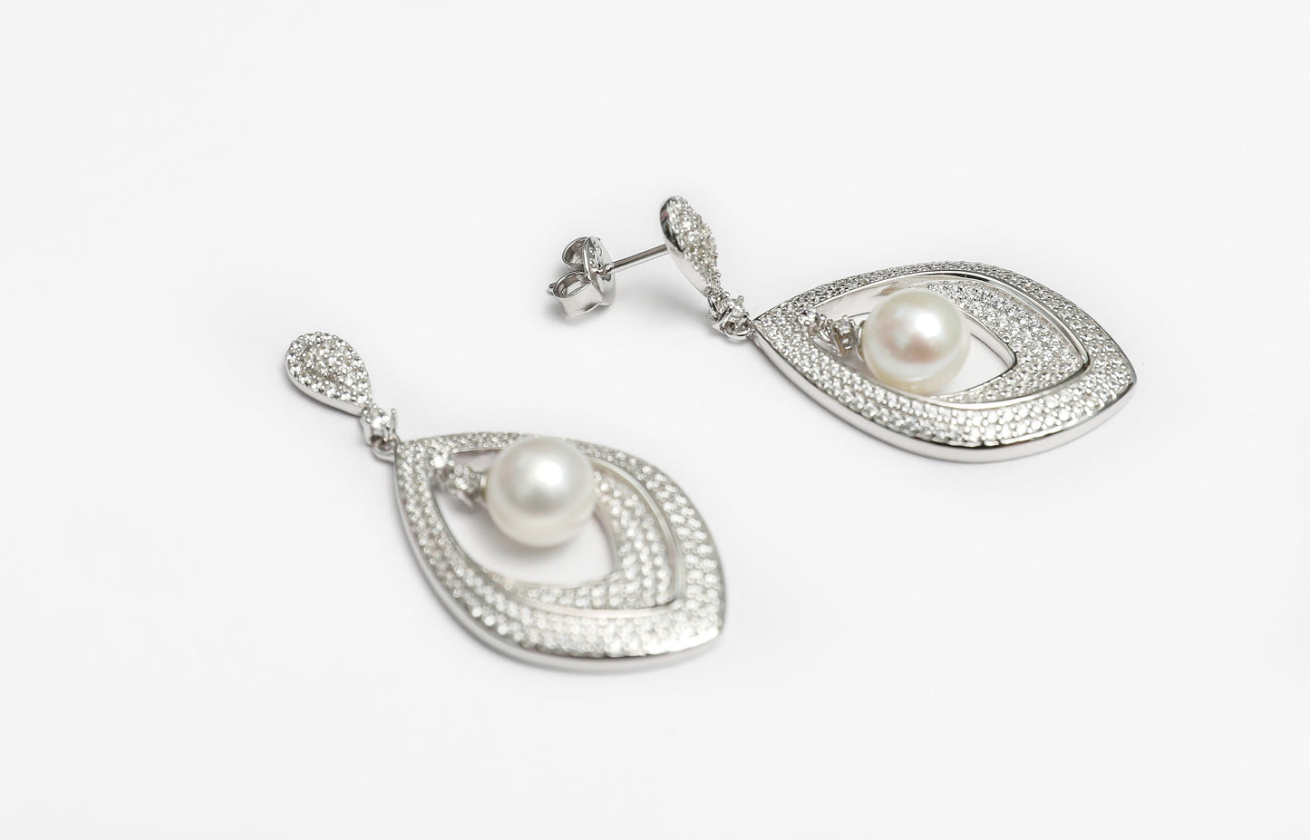 Pearl Drop Marky Earrings on Pure 925 Silver
