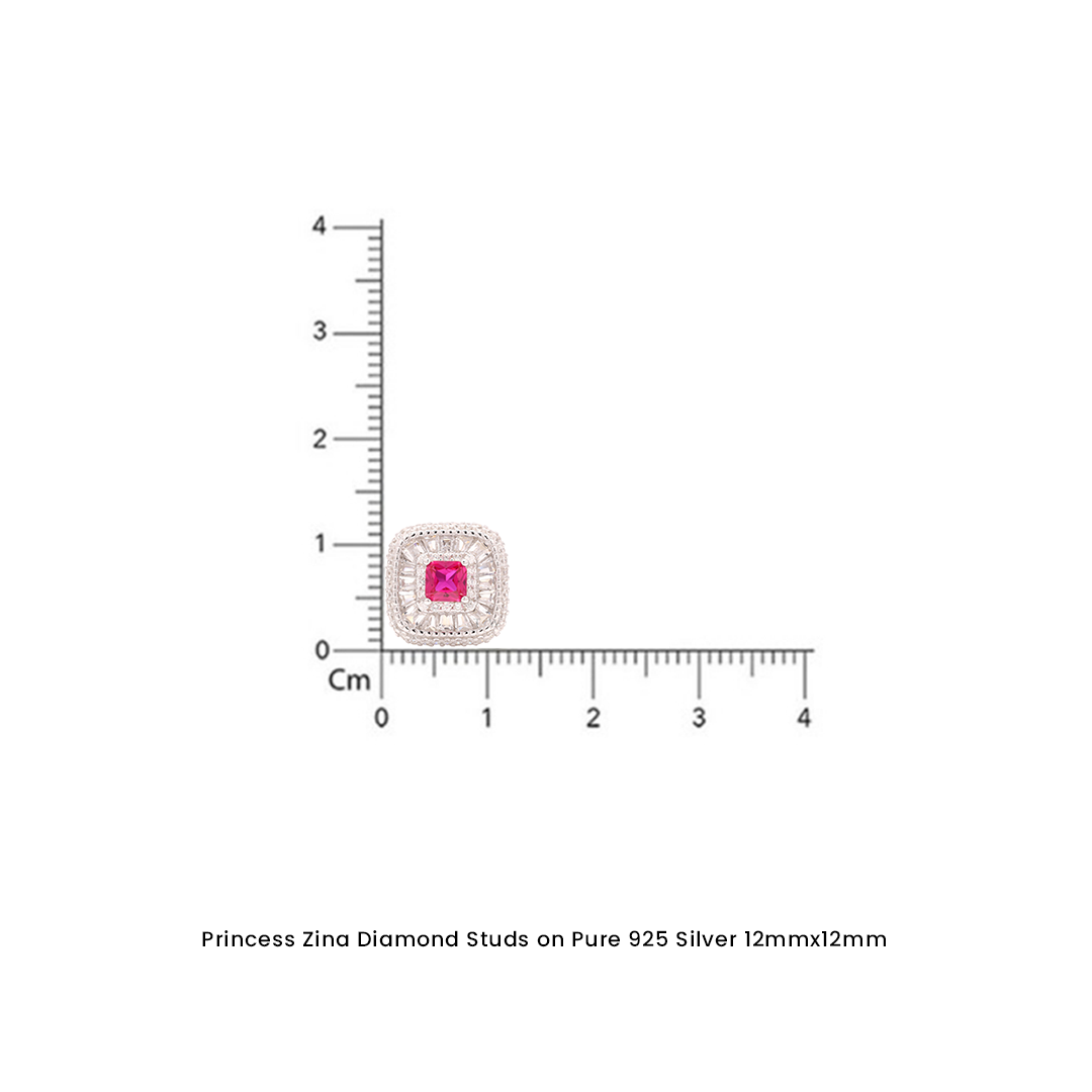 American Diamond Maharani Sehnat Green Emerald Studs on Pure 925 Silver