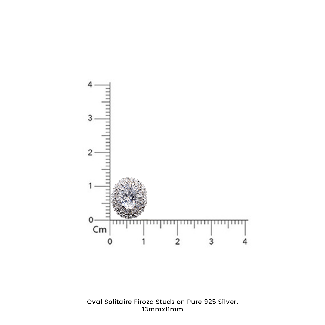 Oval Ruby Solitaire Firoza Studs on Pure 925 Silver.