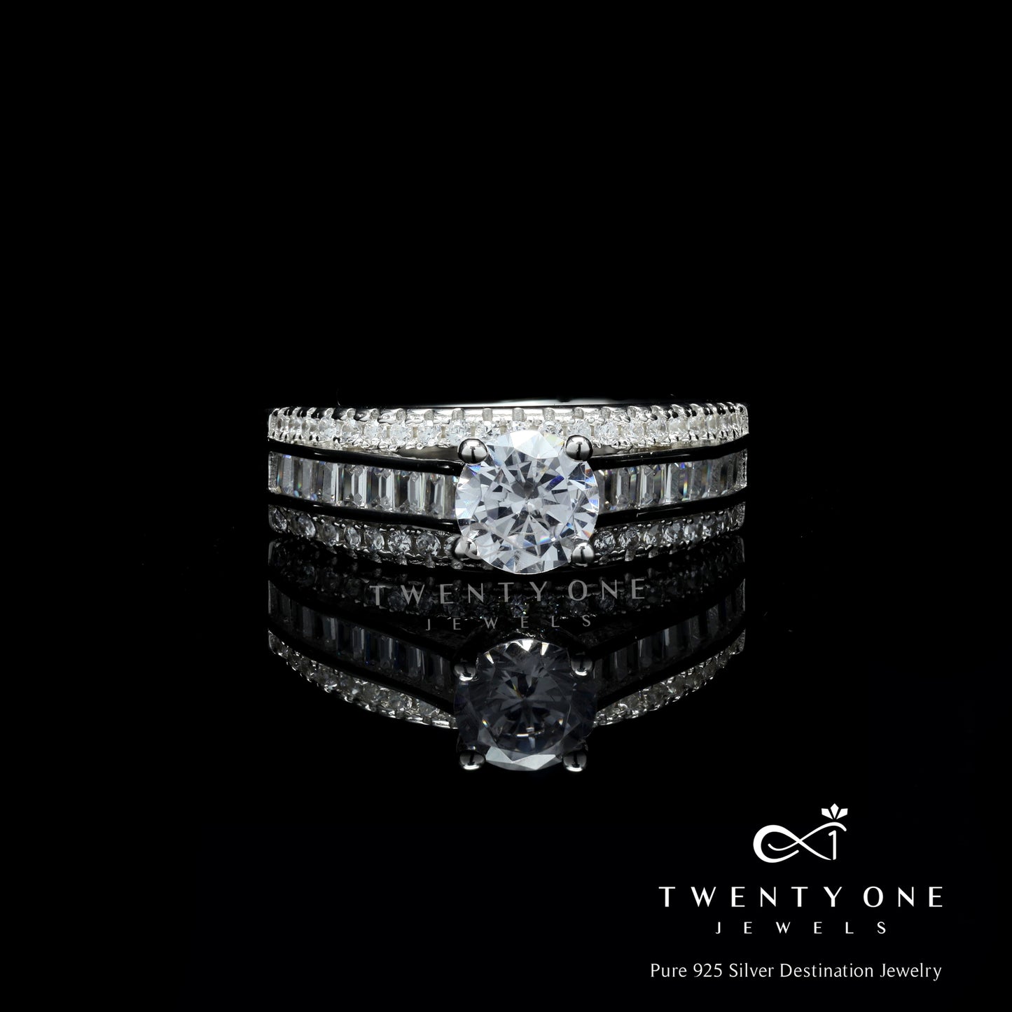 Queens Triband 1 Carat Solitaire Wedding Ring on Pure 925 Silver