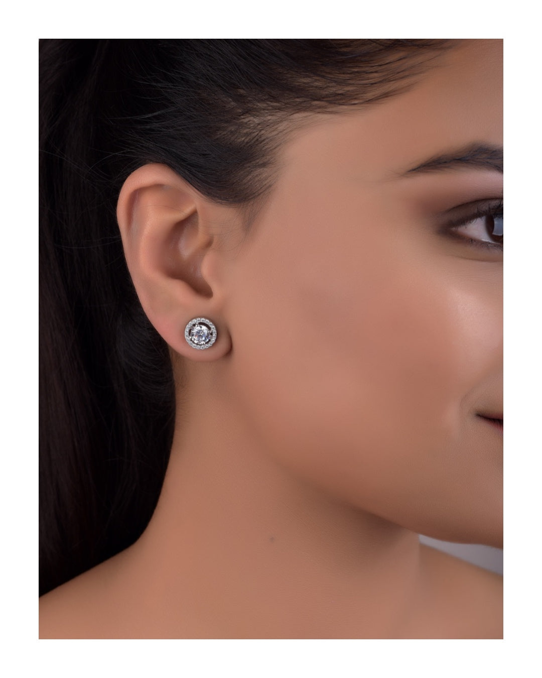 Light Range Classic Halo Studs on Pure 925 Silver with Screw Backs