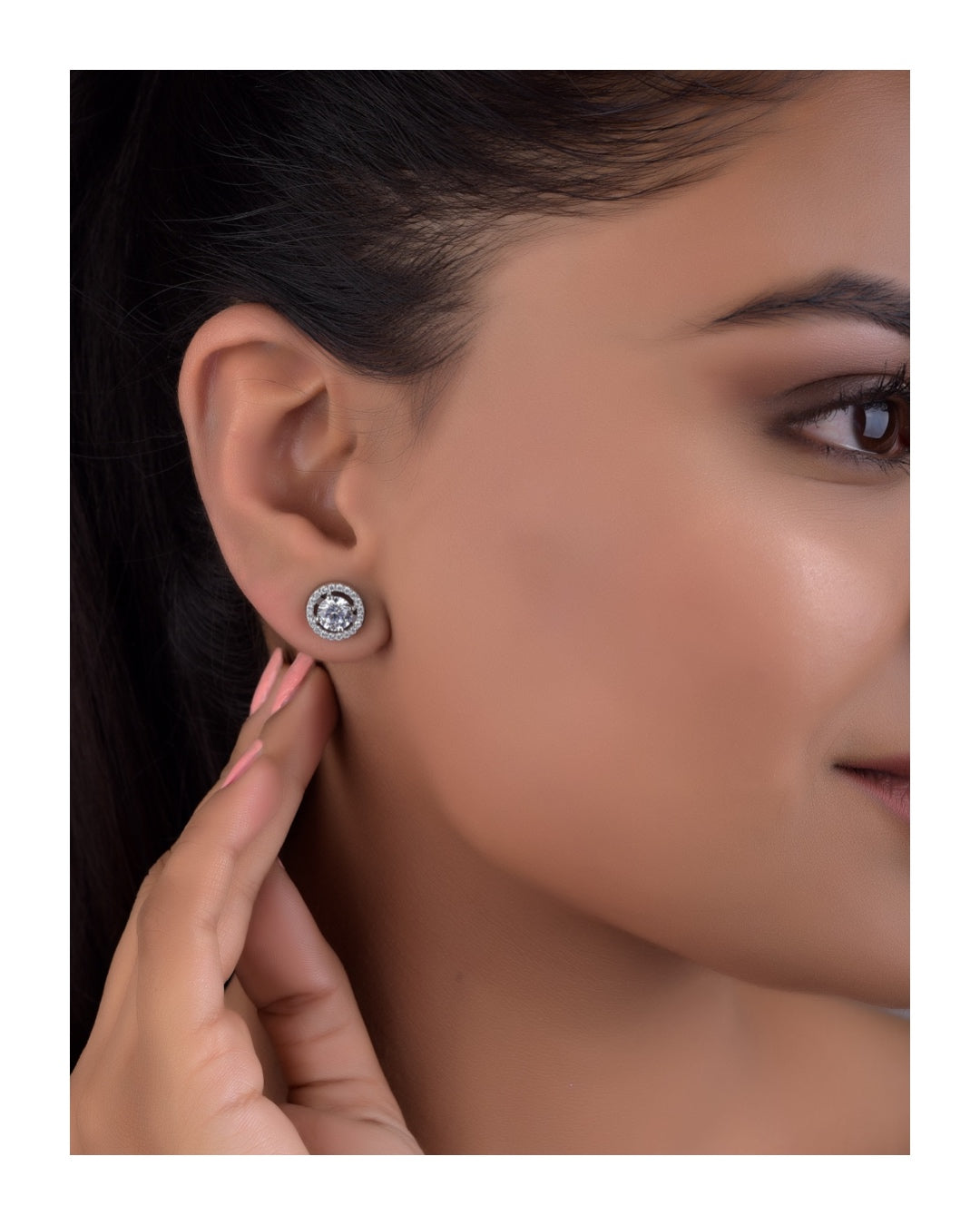 Light Range Classic Halo Studs on Pure 925 Silver with Screw Backs