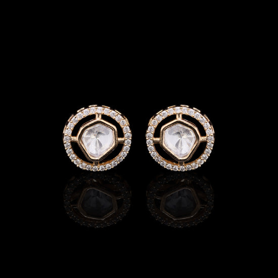 Mens Polki Diamond Adara Gold Finish Cuff Link Pair