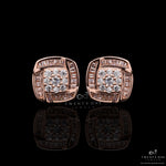 Rose Gold Eleah Studs With Diamond Baguette On 925 Silver