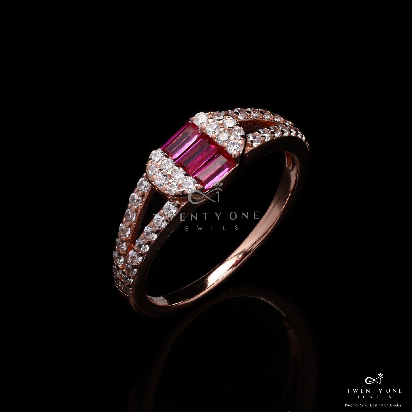 Rose Gold Kaisha Ring On Pure 925 Silver