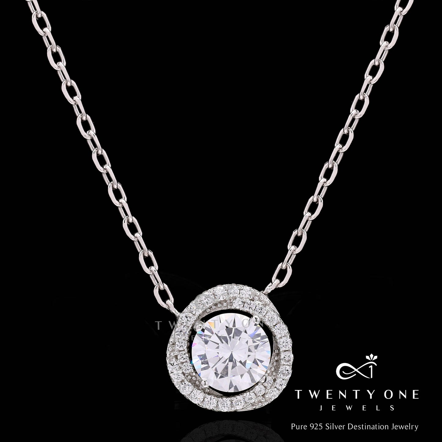1.5 Carat Solitaire Austin Pendant with Chain on Pure 925 Silver