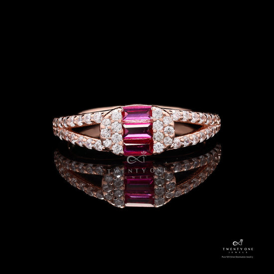 Rose Gold Kaisha Ring On Pure 925 Silver