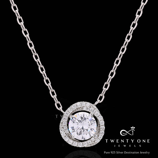 1.5 Carat Solitaire Austin Pendant with Chain on Pure 925 Silver