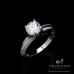 1 Carat Solitaire Goliath Ring with Diamond Studded Band on Pure 925 Silver