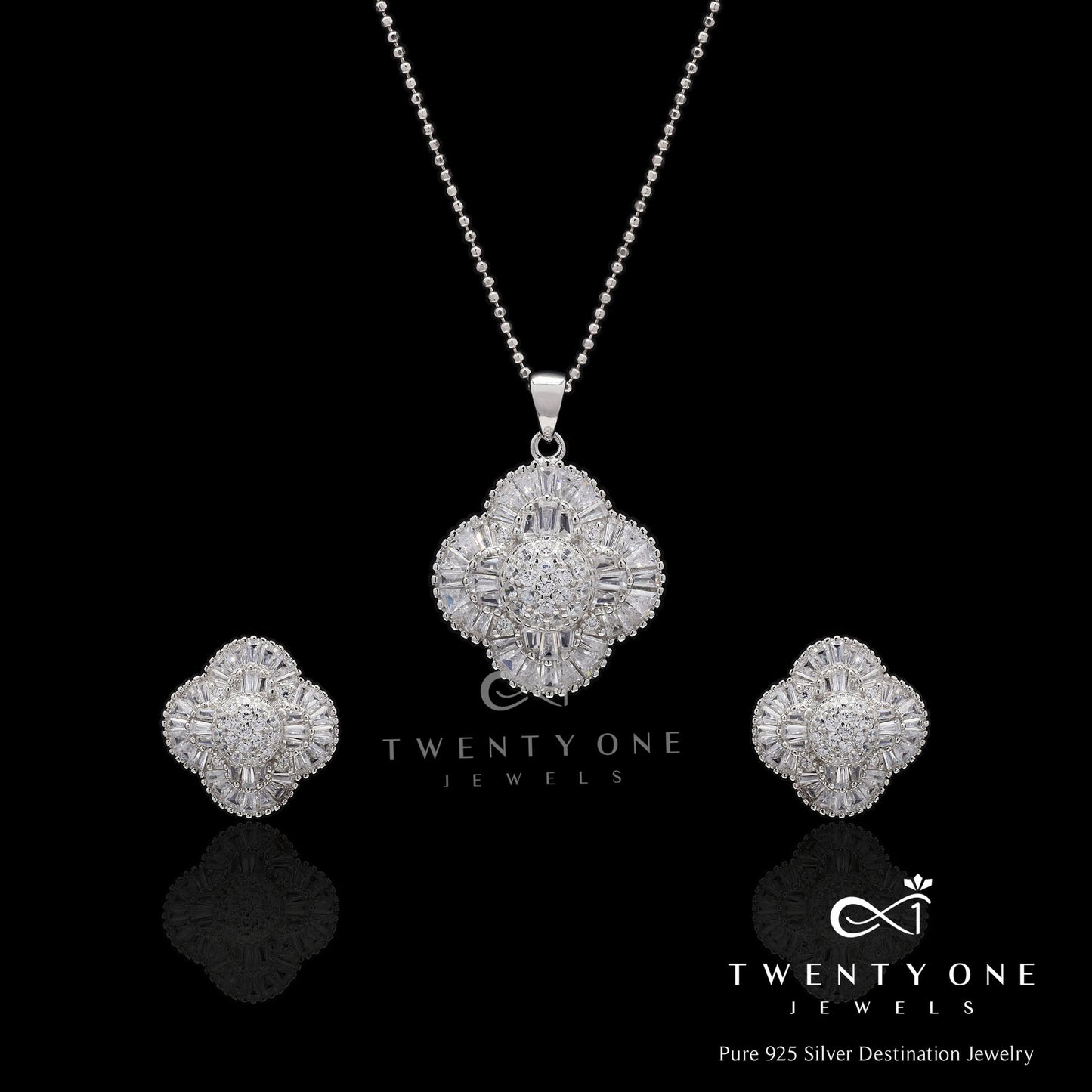 Premium Adira Diamond Studded Pendant Set on Pure 925 Silver