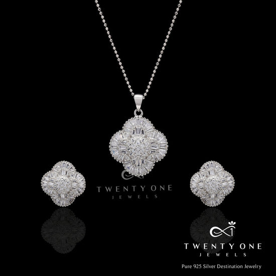 Premium Adira Diamond Studded Pendant Set on Pure 925 Silver