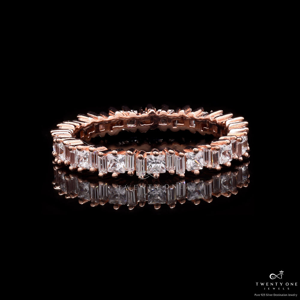 Rose Gold Raya Band Ring On 925 Silver