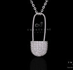 Diamond Studded Safety Pin Pendant with Chain on Pure 925 Silver