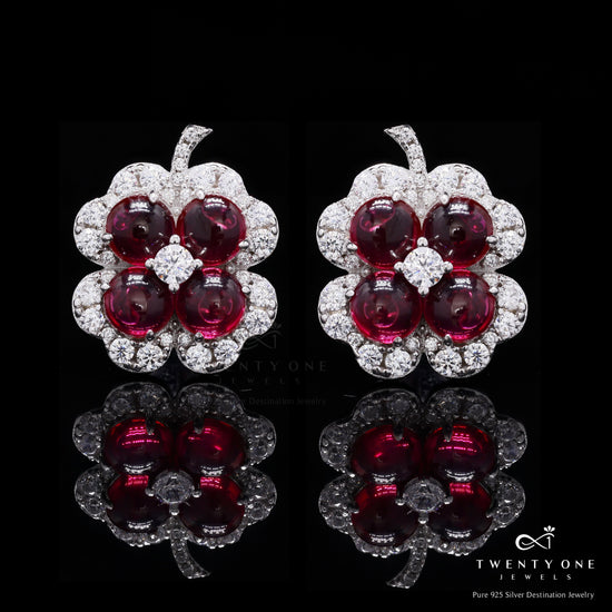 Premium Ruby Delfina Studs on Pure 925 Silver