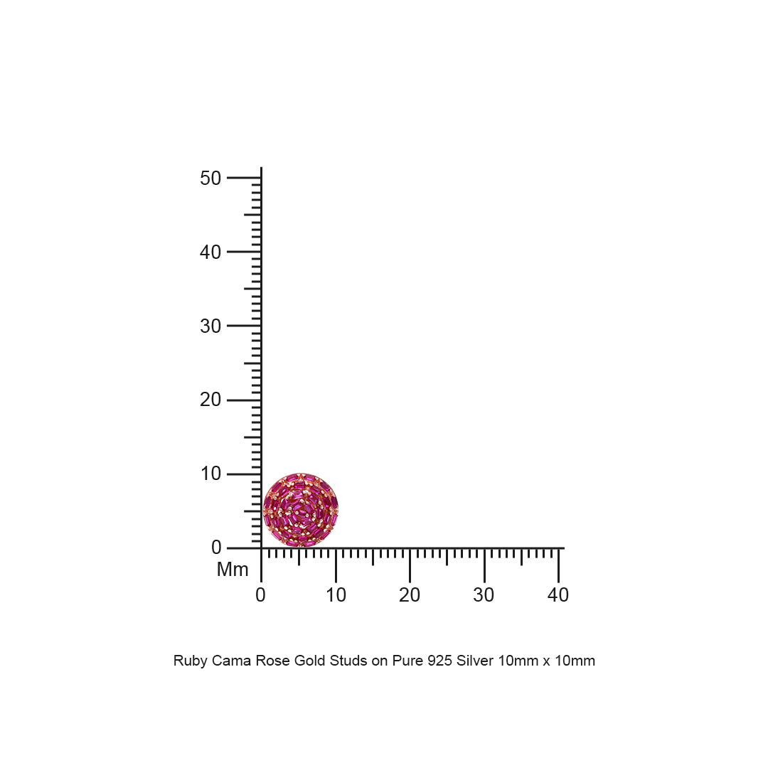 Ruby Cama Rose Gold Studs on Pure 925 Silver