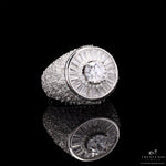 Statement Diamond Studded Solitaire Nosha Ring on 925 Silver