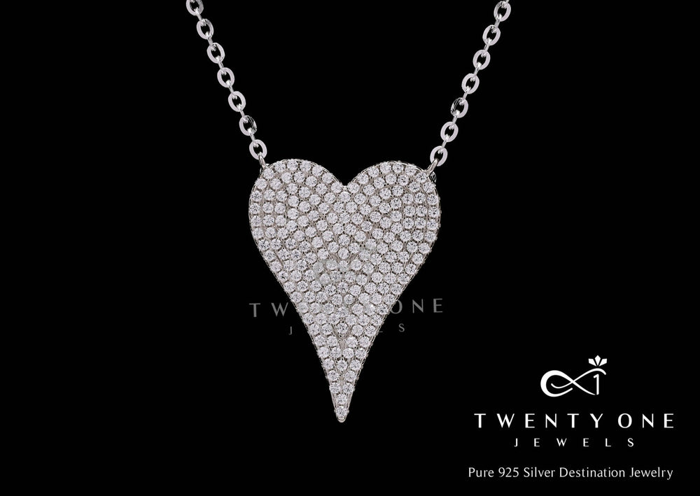 Diamond Studded Melissa Heart Pendant on Pure 925 Silver