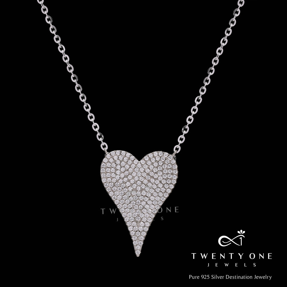 Diamond Studded Melissa Heart Pendant on Pure 925 Silver