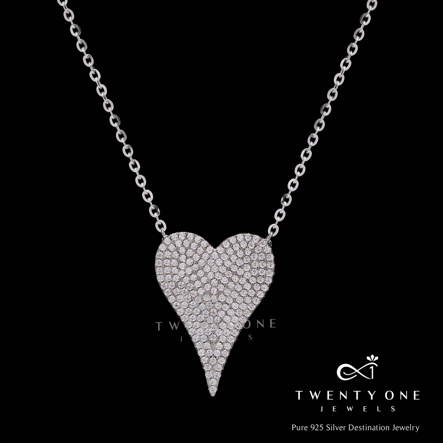 Exclusive Diamond Studded Melissa Heart Pendant on Pure 925 Silver