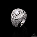 Statement Diamond Studded Solitaire Nosha Ring on 925 Silver