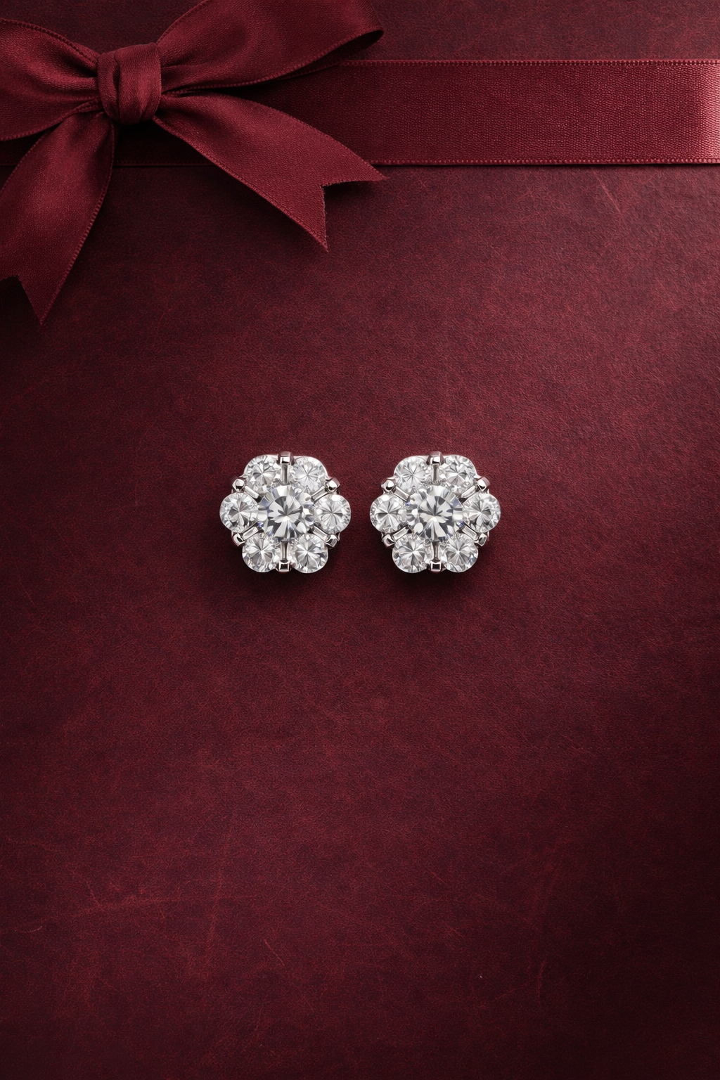 Kelly Floral Diamond Studs on Pure 925 Silver