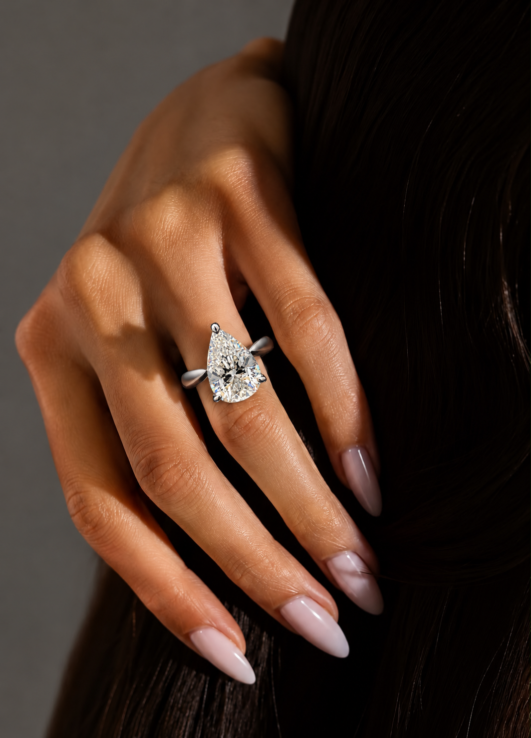 Ultra Premium Crushed Ice 4.5 Carat Pear Cut Pure 925 Silver Ring