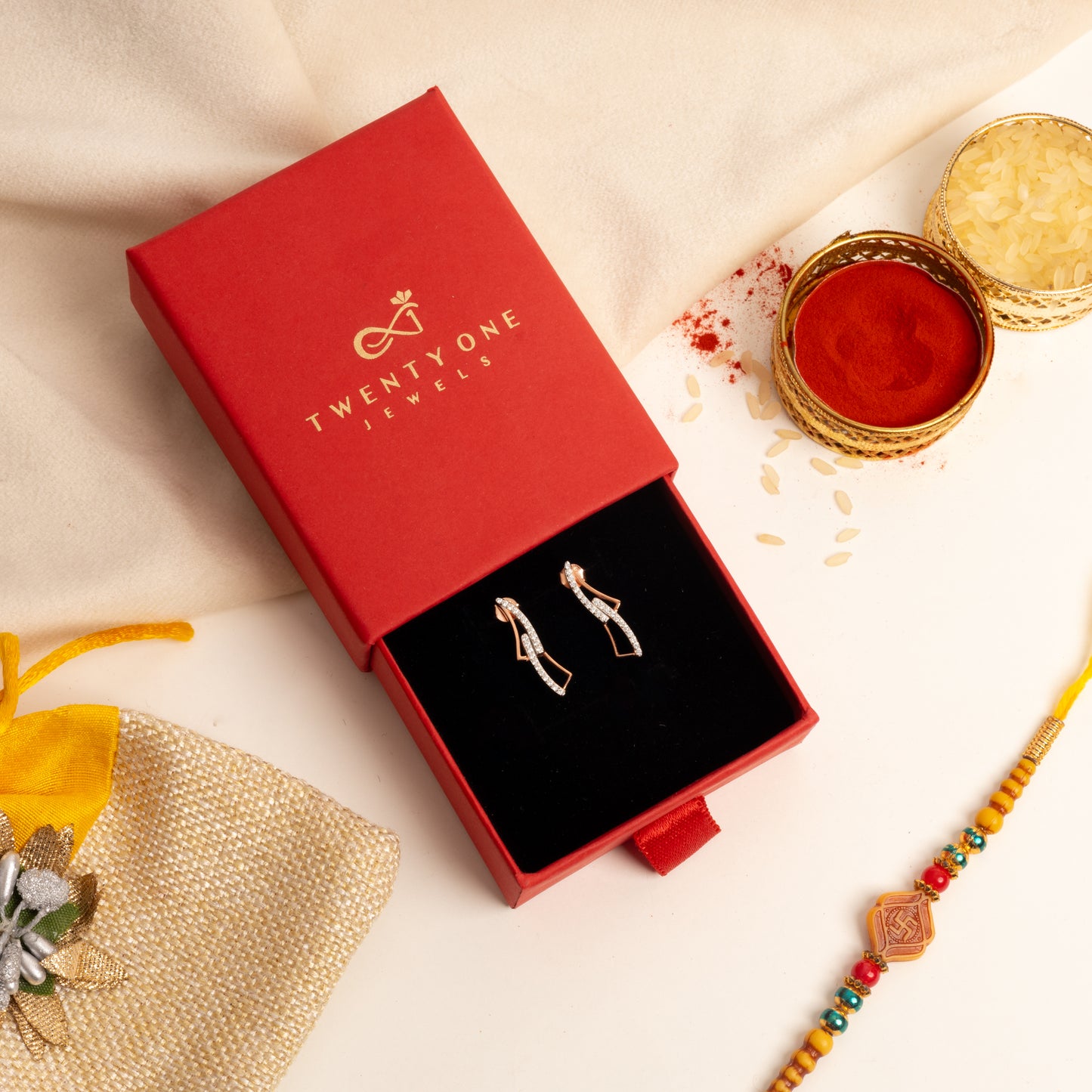 Pure 925 Silver Dainty Rose Gold Earrings on Pure 925 Silver