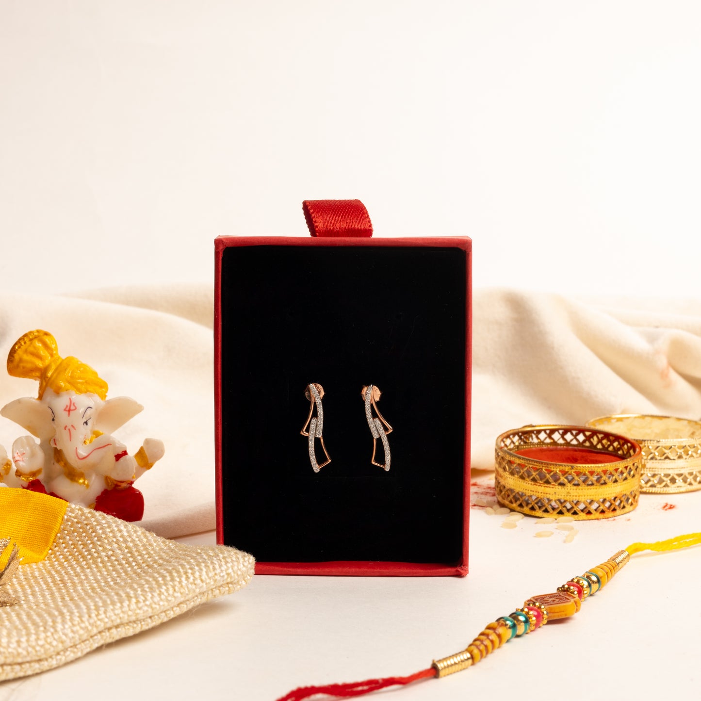 Pure 925 Silver Dainty Rose Gold Earrings on Pure 925 Silver