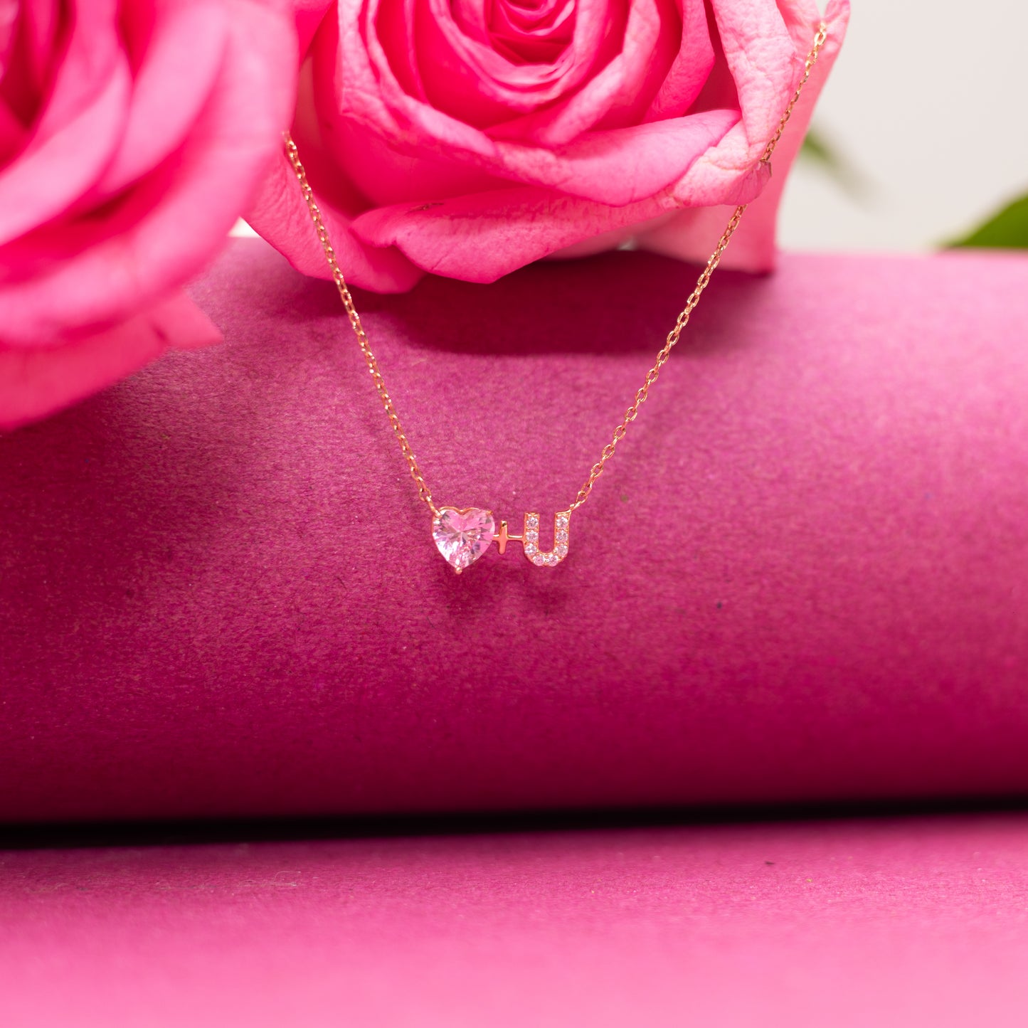 Valentines Exclusive Rose Gold Finish I LOVE YOU Pendant with Chain On Pure 925 Silver