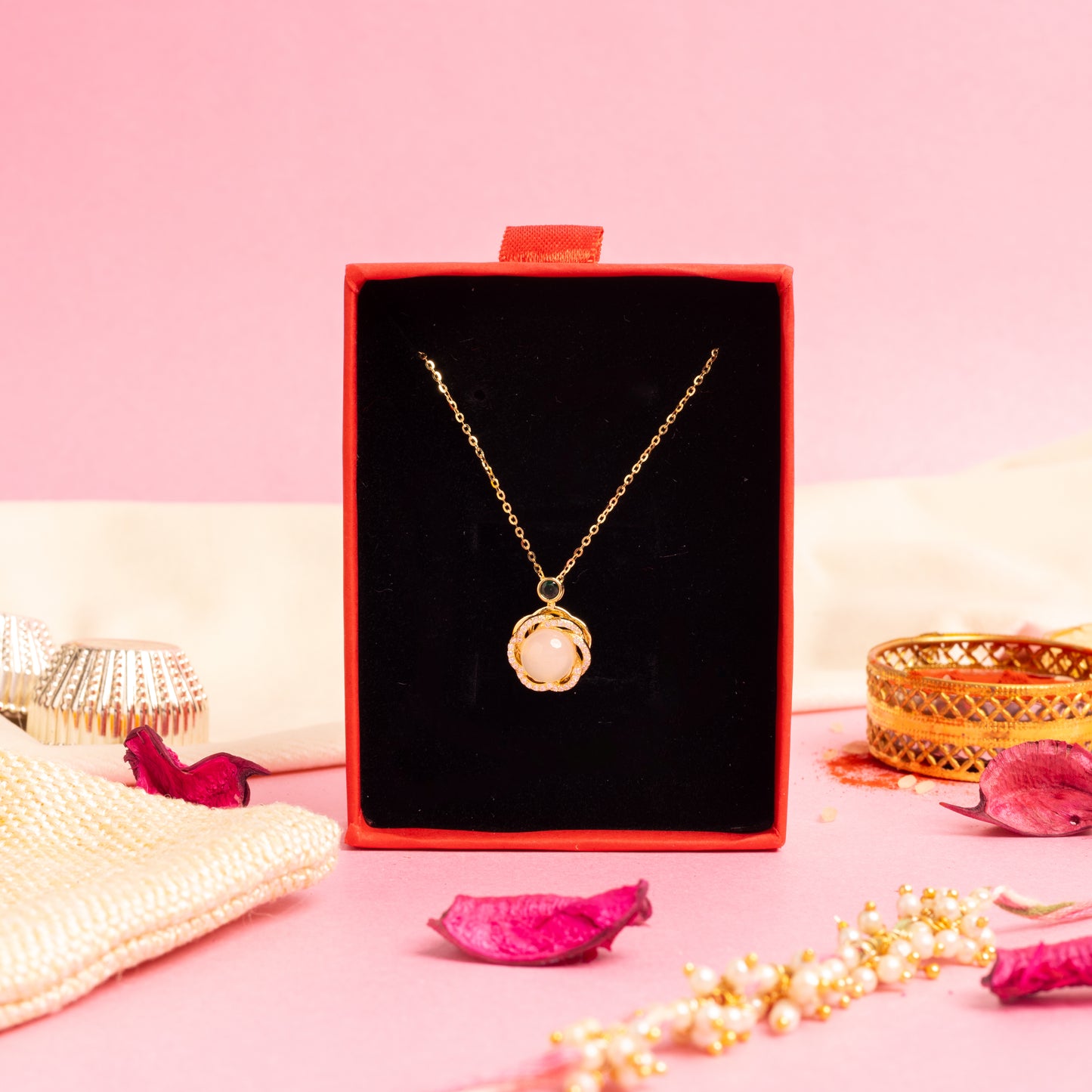 18k Gold Finish Mystic Universe Pendant with Chain on Pure 925 Silver