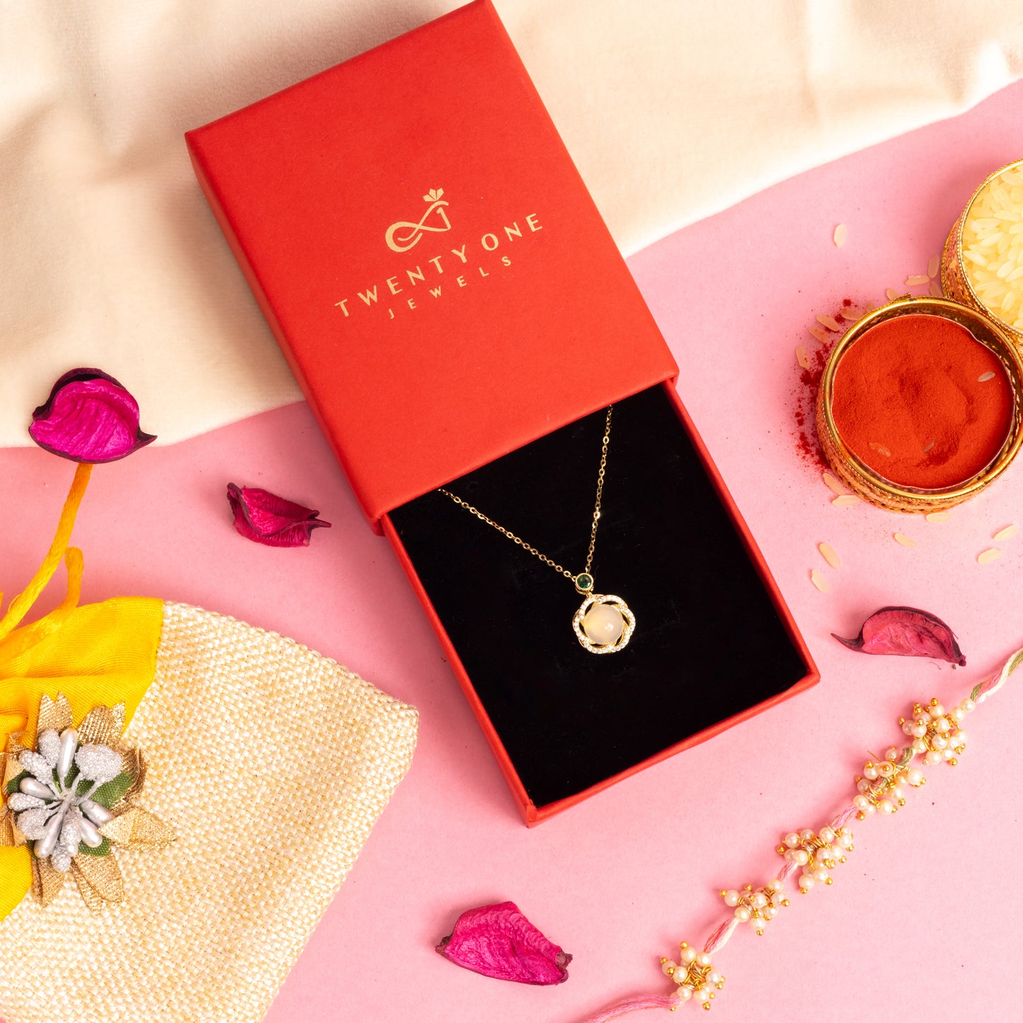 18k Gold Finish Mystic Universe Pendant with Chain on Pure 925 Silver