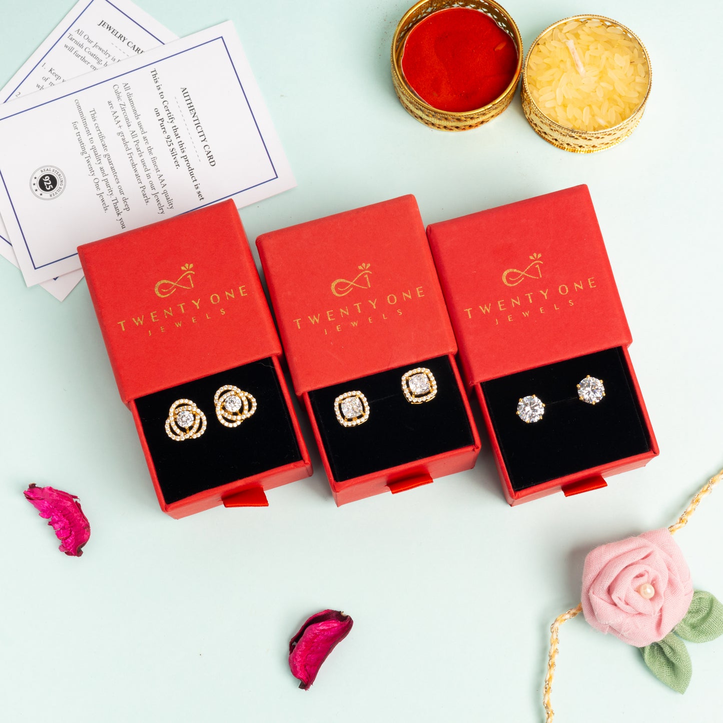 Exclusive Value Festive Combo of  3 Premium 18k Gold Finish Screw Back Studs