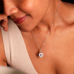 Jeniffer Layered Heart Solitaire Pendant Set on 925 Silver