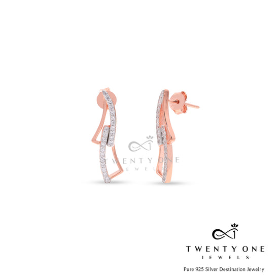 Pure 925 Silver Dainty Rose Gold Earrings on Pure 925 Silver