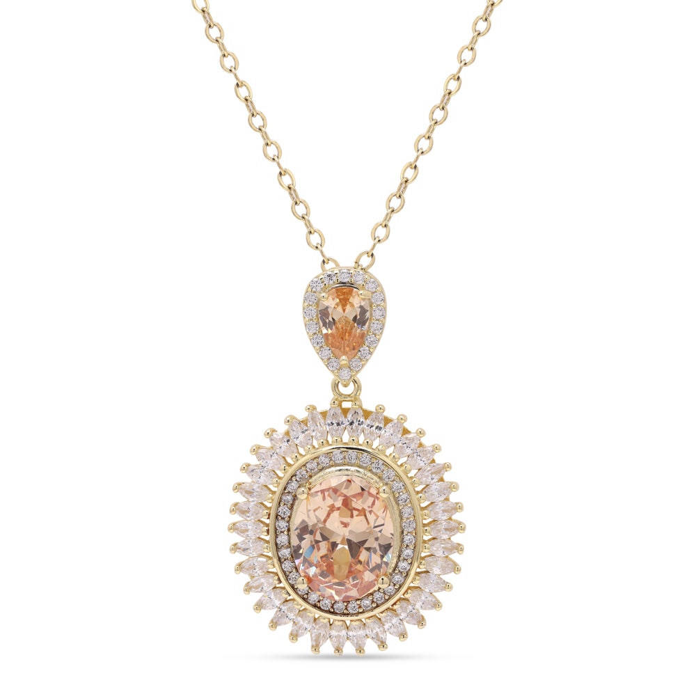 Premium Siroha Diamond Pendant with Chain in 18k in Gold Finish on Pure 925 Silver