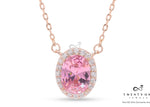 Valentines Exclusive Rose Gold Pink Oval Solitaire Pendant with Chain on Pure 925 Silver