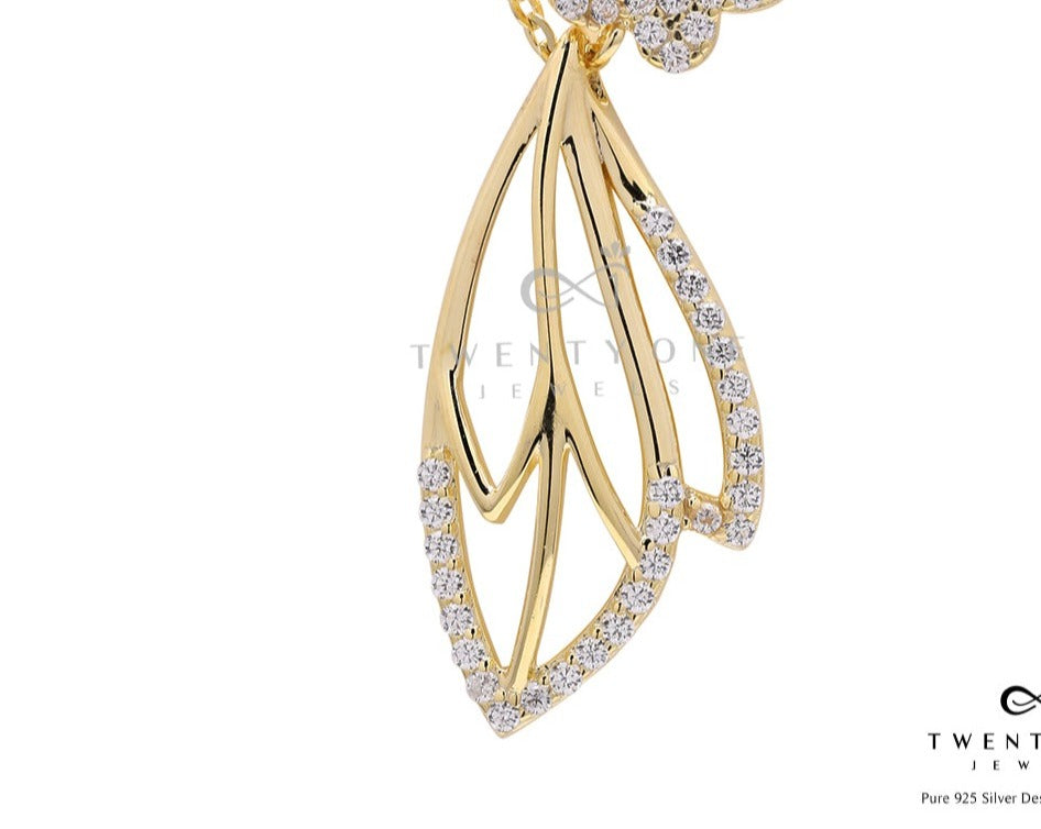 Exclusive Gold Finish Voila 18k Gold Finish Pendant with Chain on Pure 925 Silver