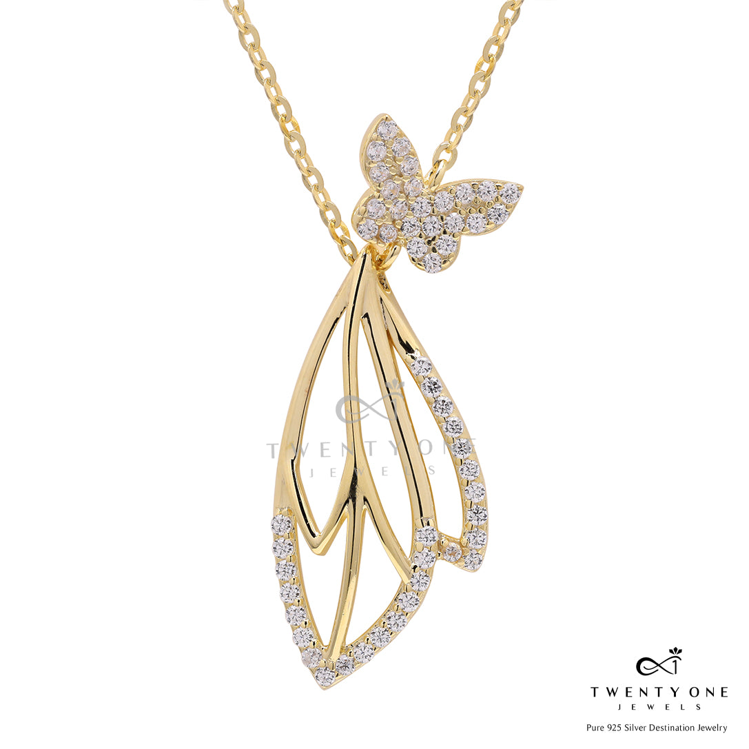 Exclusive Gold Finish Voila 18k Gold Finish Pendant with Chain on Pure 925 Silver