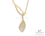 Valentines Exclusive Entangled in Love Diamond Studded Leaf Pendant with Chain on Pure 925 Silver