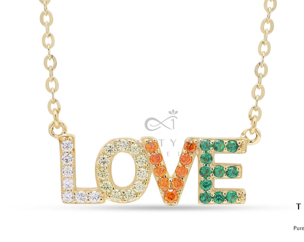 Valentines Exclusive Gold Finish LOVE Pendant on Pure 925 Silver