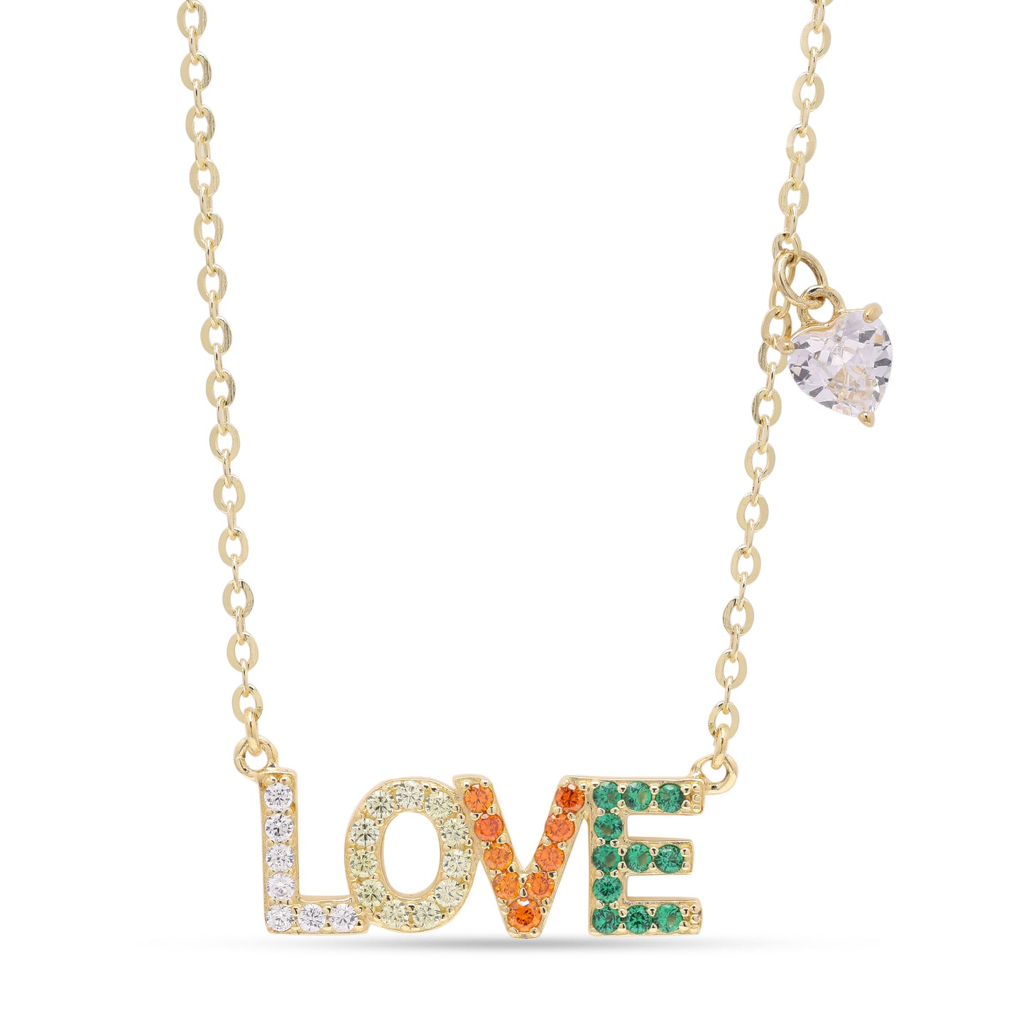 Gold Finish LOVE Pendant on Pure 925 Silver