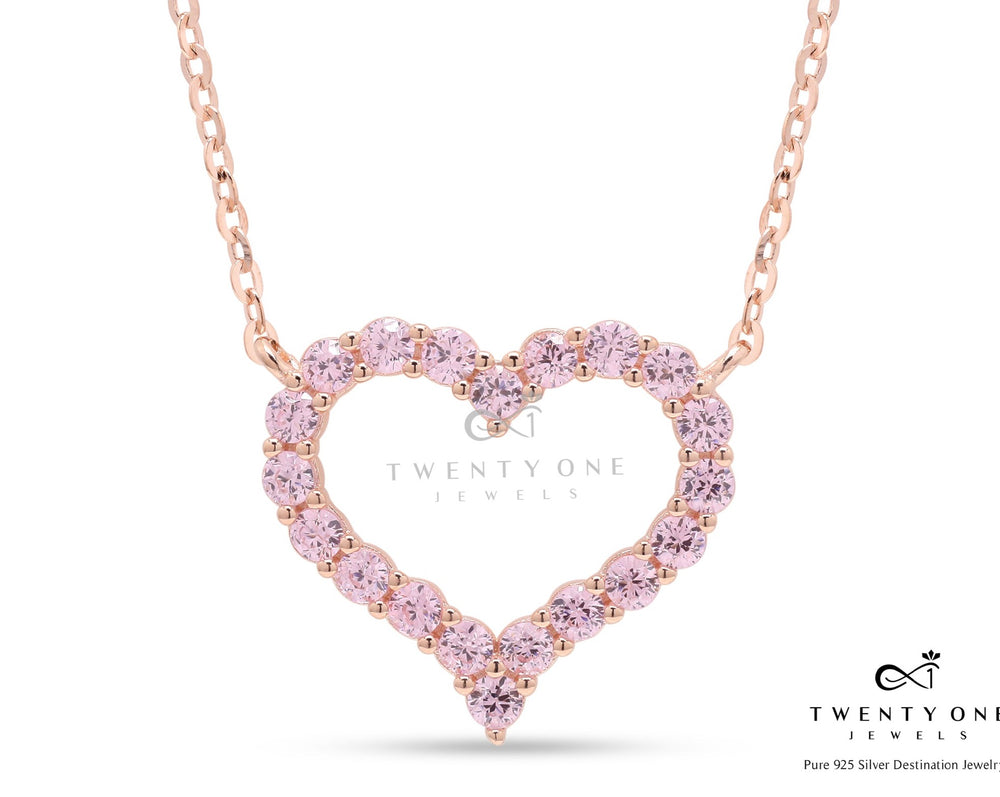 Rose Gold Pink Diamond Alyssa Pendant with Chain on Pure 925 Silver