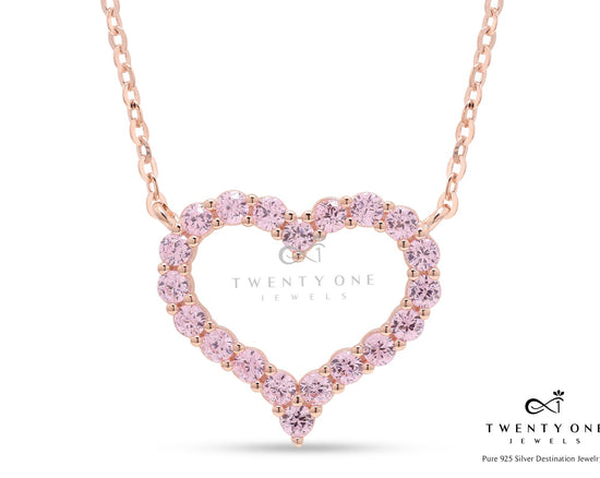 Valentines Exclusive Rose Gold Pink Diamond Alyssa Pendant with Chain on Pure 925 Silver