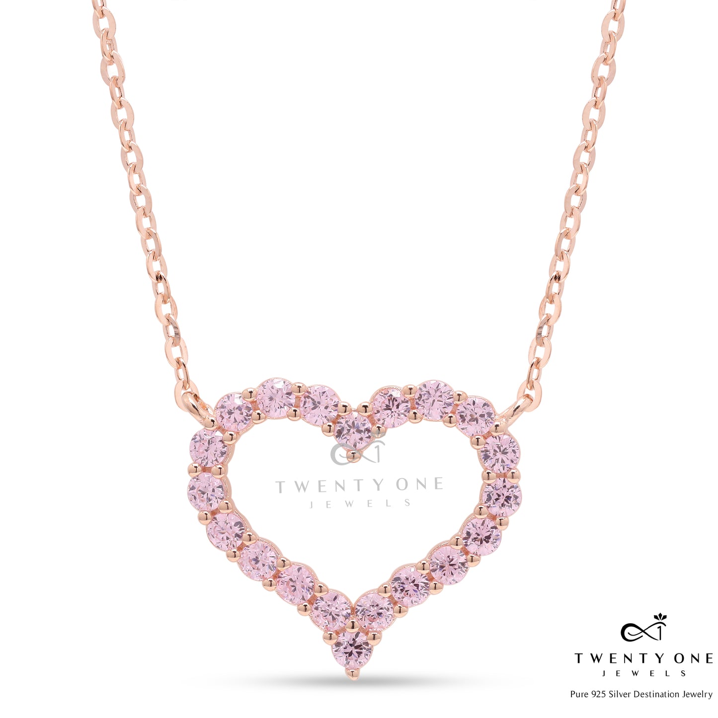 Valentines Exclusive Rose Gold Pink Diamond Alyssa Pendant with Chain on Pure 925 Silver