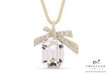 Valentines Exclusive Gold Finish Emerald Cut Solitaire Pendant with Chain on Pure 925 Silver