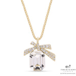 Valentines Exclusive Gold Finish Emerald Cut Solitaire Pendant with Chain on Pure 925 Silver