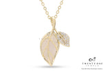 Valentines Exclusive Gold Finish Fiorella Double Leaf Pendant with Chain on Pure 925 Silver